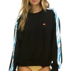 Sweatshirts | Sweatshirts | Aviator Nation TIGER STRIPE RELAXED FIT CREW SWEATSHIRT - BLACK // BLUE TIGER BLACK//BLUETIGER