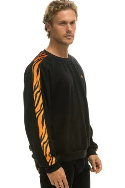Sweatshirts | Sweatshirts | Aviator Nation TIGER STRIPE RELAXED FIT CREW SWEATSHIRT - BLACK // TIGER BLACK//TIGER