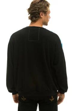 Sweatshirts | Sweatshirts | Aviator Nation TIGER STRIPE RELAXED FIT CREW SWEATSHIRT - BLACK // BLUE TIGER BLACK//BLUETIGER