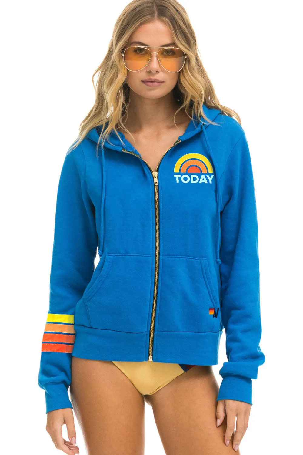 Hoodies | Collab Merchandise | Aviator Nation TODAY SHOW ZIP HOODIE - OCEAN