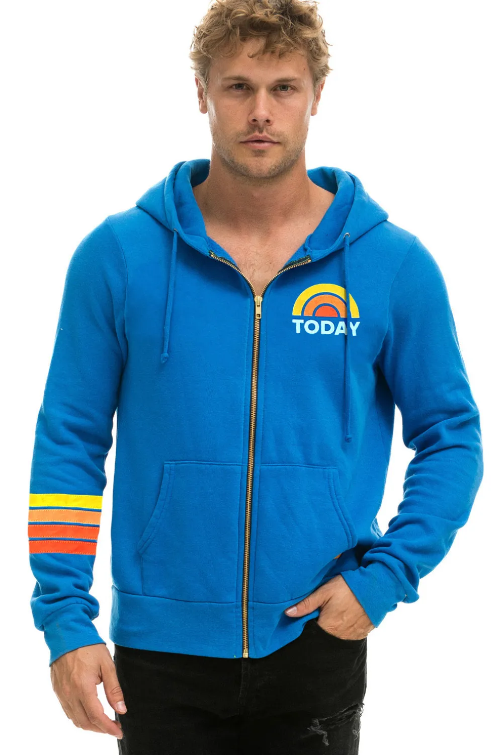 Hoodies | Collab Merchandise | Aviator Nation TODAY SHOW ZIP HOODIE - OCEAN