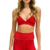 Activewear | Activewear | Aviator Nation TRIANGLE ADJUSTABLE WOMENS SPORTS BRA - CHERRY