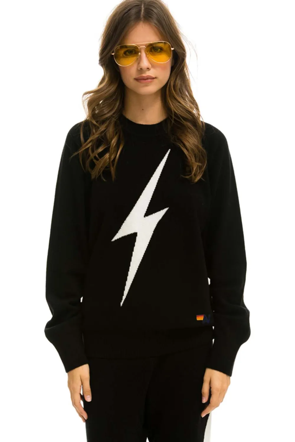 Sweatshirts | Aviator Nation UNISEX BOLT CASHMERE LIGHT SWEATER - BLACK // WHITE BOLT BLACK//WHITEBOLT