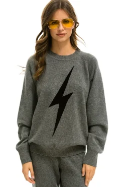 Sweatshirts | Aviator Nation UNISEX BOLT CASHMERE LIGHT SWEATER - DEEP HEATHER // BLACK BOLT DEEPHEATHER//BLACKBOLT
