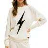 Sweatshirts | Aviator Nation UNISEX BOLT CASHMERE LIGHT SWEATER - VINTAGE WHITE // BLACK BOLT VINTAGEWHITE//BLACKBOLT
