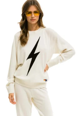 Sweatshirts | Aviator Nation UNISEX BOLT CASHMERE LIGHT SWEATER - VINTAGE WHITE // BLACK BOLT VINTAGEWHITE//BLACKBOLT