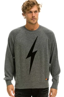Sweatshirts | Aviator Nation UNISEX BOLT CASHMERE LIGHT SWEATER - DEEP HEATHER // BLACK BOLT DEEPHEATHER//BLACKBOLT