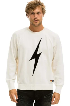 Sweatshirts | Aviator Nation UNISEX BOLT CASHMERE LIGHT SWEATER - VINTAGE WHITE // BLACK BOLT VINTAGEWHITE//BLACKBOLT