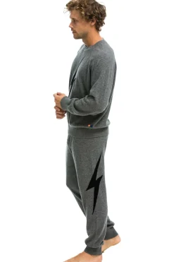 Sweatshirts | Aviator Nation UNISEX BOLT CASHMERE LIGHT SWEATER - DEEP HEATHER // BLACK BOLT DEEPHEATHER//BLACKBOLT