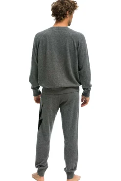 Sweatshirts | Aviator Nation UNISEX BOLT CASHMERE LIGHT SWEATER - DEEP HEATHER // BLACK BOLT DEEPHEATHER//BLACKBOLT