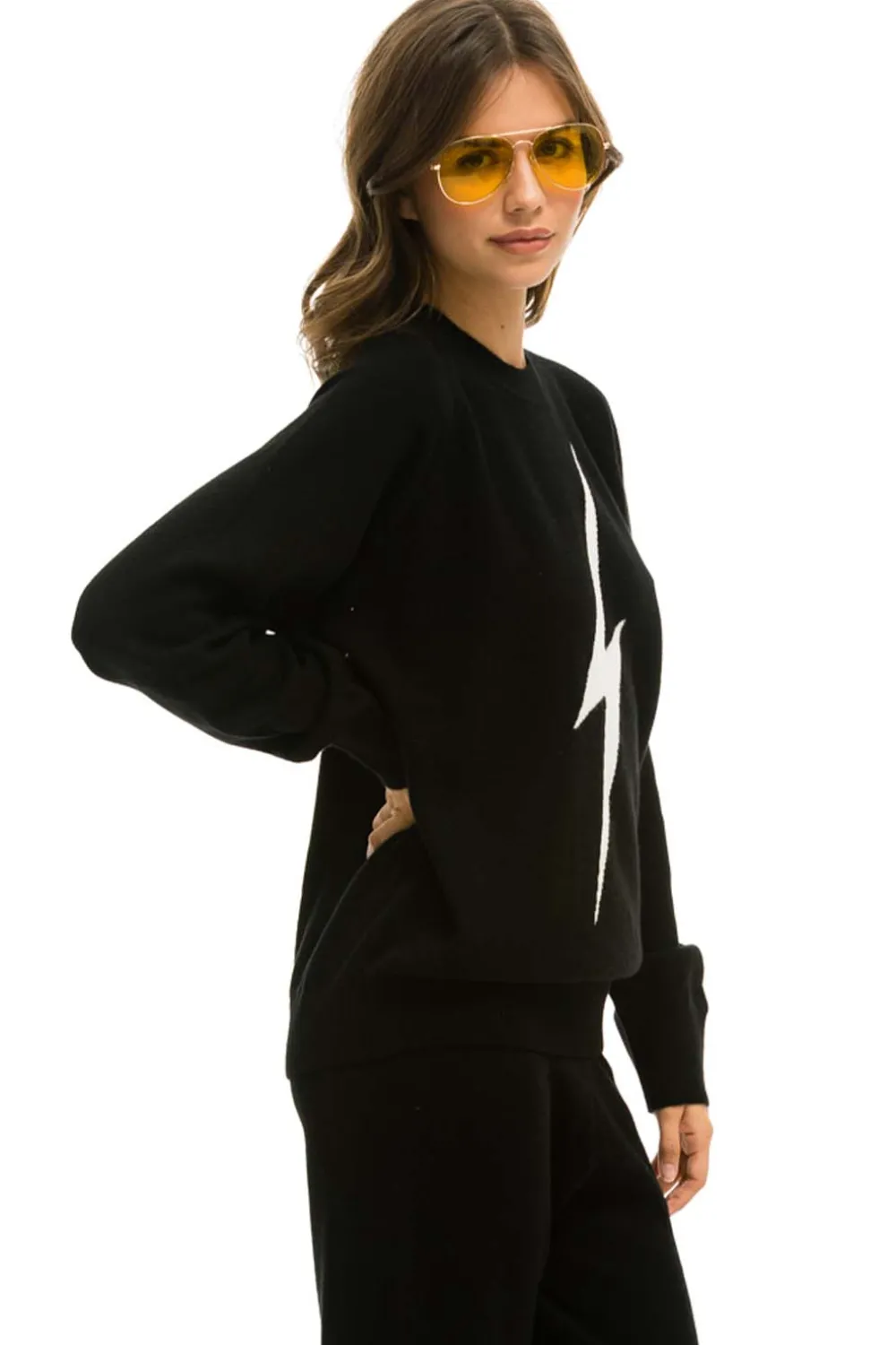 Sweatshirts | Aviator Nation UNISEX BOLT CASHMERE LIGHT SWEATER - BLACK // WHITE BOLT BLACK//WHITEBOLT