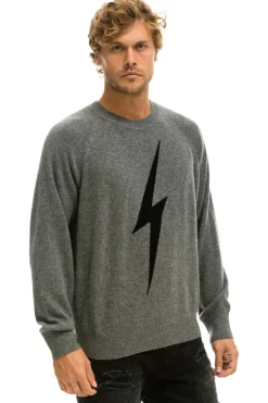 Sweatshirts | Aviator Nation UNISEX BOLT CASHMERE LIGHT SWEATER - DEEP HEATHER // BLACK BOLT DEEPHEATHER//BLACKBOLT