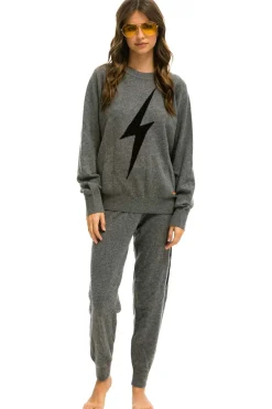 Sweatshirts | Aviator Nation UNISEX BOLT CASHMERE LIGHT SWEATER - DEEP HEATHER // BLACK BOLT DEEPHEATHER//BLACKBOLT
