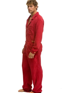 Flight Suits | Flight Suits | Aviator Nation UNISEX CORDUROY FLIGHT SUIT - CHERRY