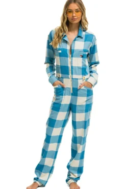 Flight Suits | Flight Suits | Aviator Nation UNISEX PLAID FLIGHT SUIT - SKY PLAID SKYPLAID