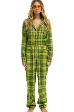 Flight Suits | Flight Suits | Aviator Nation UNISEX PLAID FLIGHT SUIT - AVOCADO PLAID AVOCADOPLAID