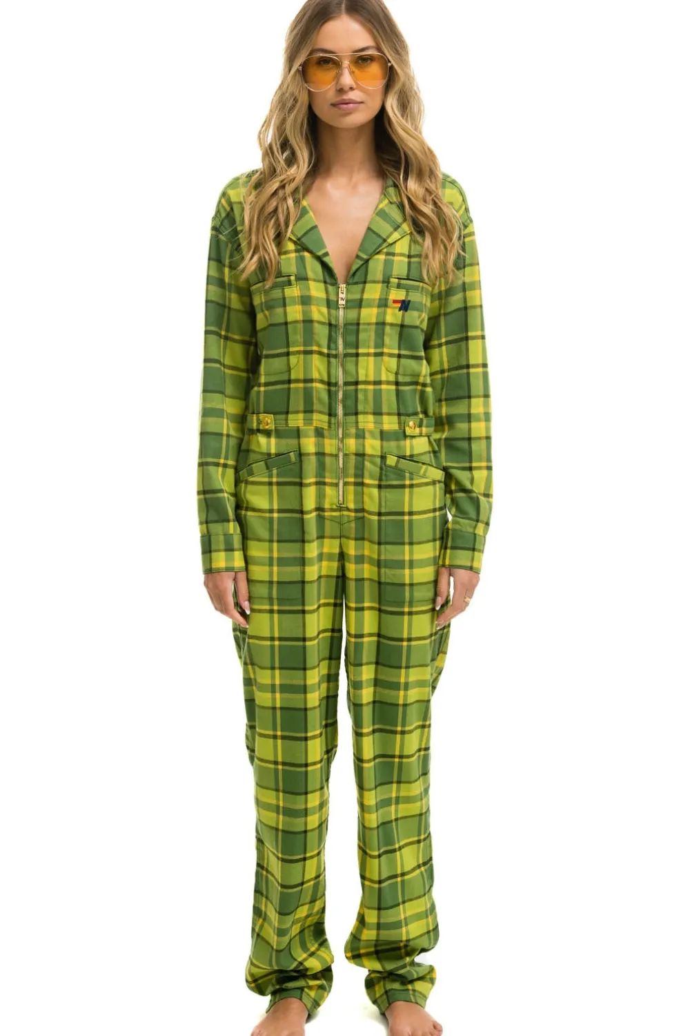 Flight Suits | Flight Suits | Aviator Nation UNISEX PLAID FLIGHT SUIT - AVOCADO PLAID AVOCADOPLAID