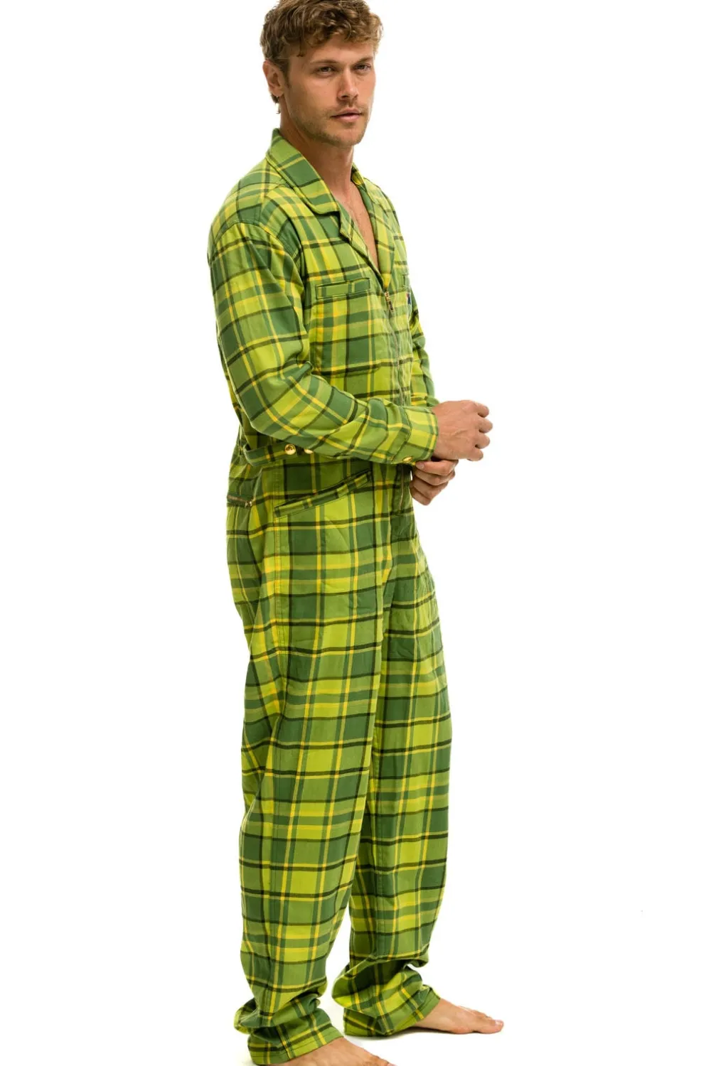 Flight Suits | Flight Suits | Aviator Nation UNISEX PLAID FLIGHT SUIT - AVOCADO PLAID AVOCADOPLAID