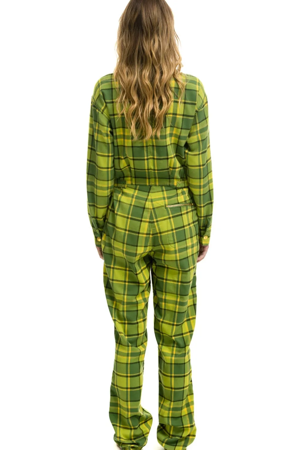Flight Suits | Flight Suits | Aviator Nation UNISEX PLAID FLIGHT SUIT - AVOCADO PLAID AVOCADOPLAID