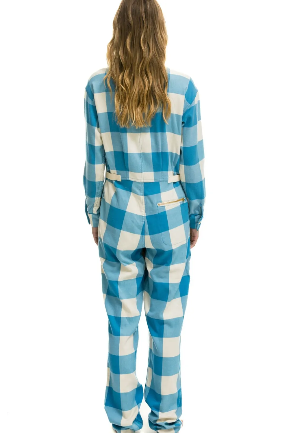 Flight Suits | Flight Suits | Aviator Nation UNISEX PLAID FLIGHT SUIT - SKY PLAID SKYPLAID
