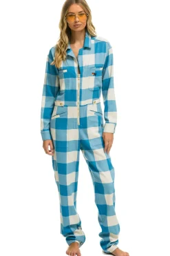Flight Suits | Flight Suits | Aviator Nation UNISEX PLAID FLIGHT SUIT - SKY PLAID SKYPLAID