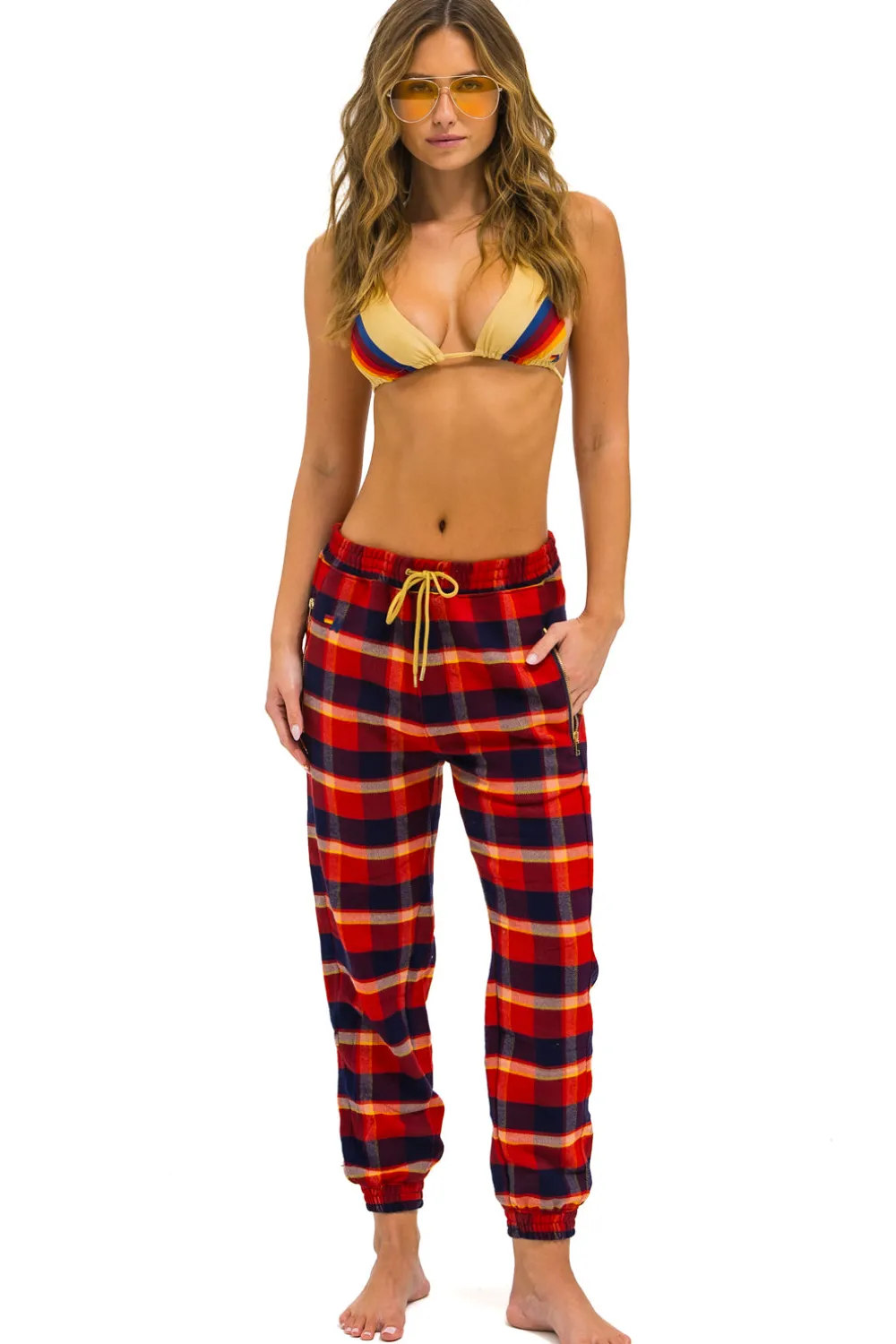 Sweatpants | Aviator Nation UNISEX PLAID LODGE PANT - RUGBY PLAID RUGBYPLAID