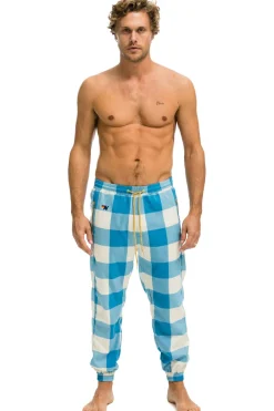 Sweatpants | Aviator Nation UNISEX PLAID LODGE PANT - SKY PLAID SKYPLAID