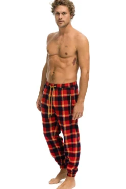 Sweatpants | Aviator Nation UNISEX PLAID LODGE PANT - RUGBY PLAID RUGBYPLAID