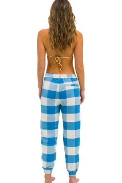 Sweatpants | Aviator Nation UNISEX PLAID LODGE PANT - SKY PLAID SKYPLAID