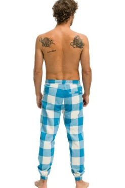 Sweatpants | Aviator Nation UNISEX PLAID LODGE PANT - SKY PLAID SKYPLAID