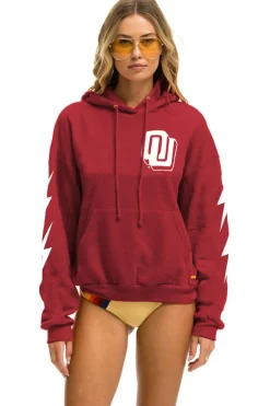 Hoodies | Collab Merchandise | Aviator Nation UNIVERSITY OF OKLAHOMA BOLT 4 PULLOVER HOODIE RELAXED - CRIMSON