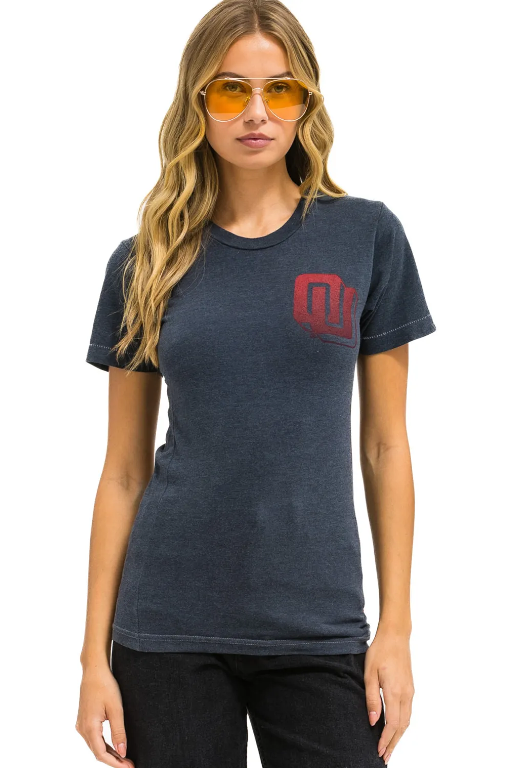 Tees | Collab Merchandise | Aviator Nation UNIVERSITY OF OKLAHOMA BOLT CREW TEE SHIRT - CHARCOAL