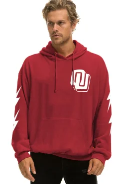 Hoodies | Collab Merchandise | Aviator Nation UNIVERSITY OF OKLAHOMA BOLT 4 PULLOVER HOODIE RELAXED - CRIMSON