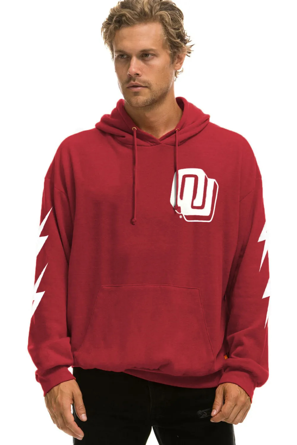 Hoodies | Collab Merchandise | Aviator Nation UNIVERSITY OF OKLAHOMA BOLT 4 PULLOVER HOODIE RELAXED - CRIMSON