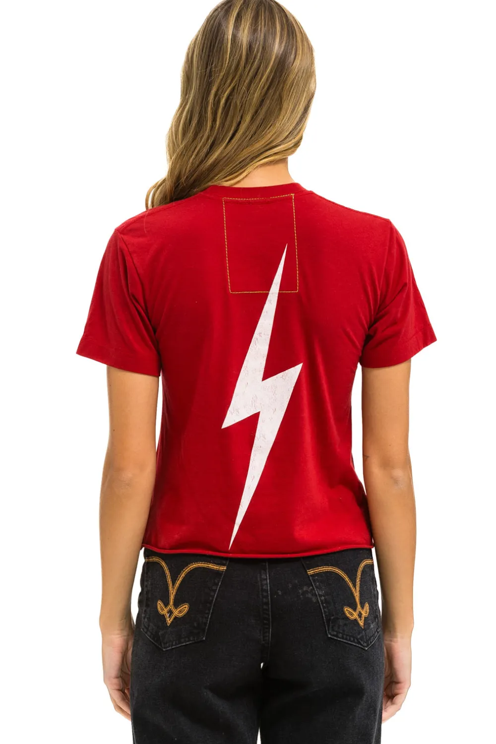 Collab Merchandise | Collab Merchandise | Aviator Nation UNIVERSITY OF OKLAHOMA BOLT BOYFRIEND TEE - CRIMSON