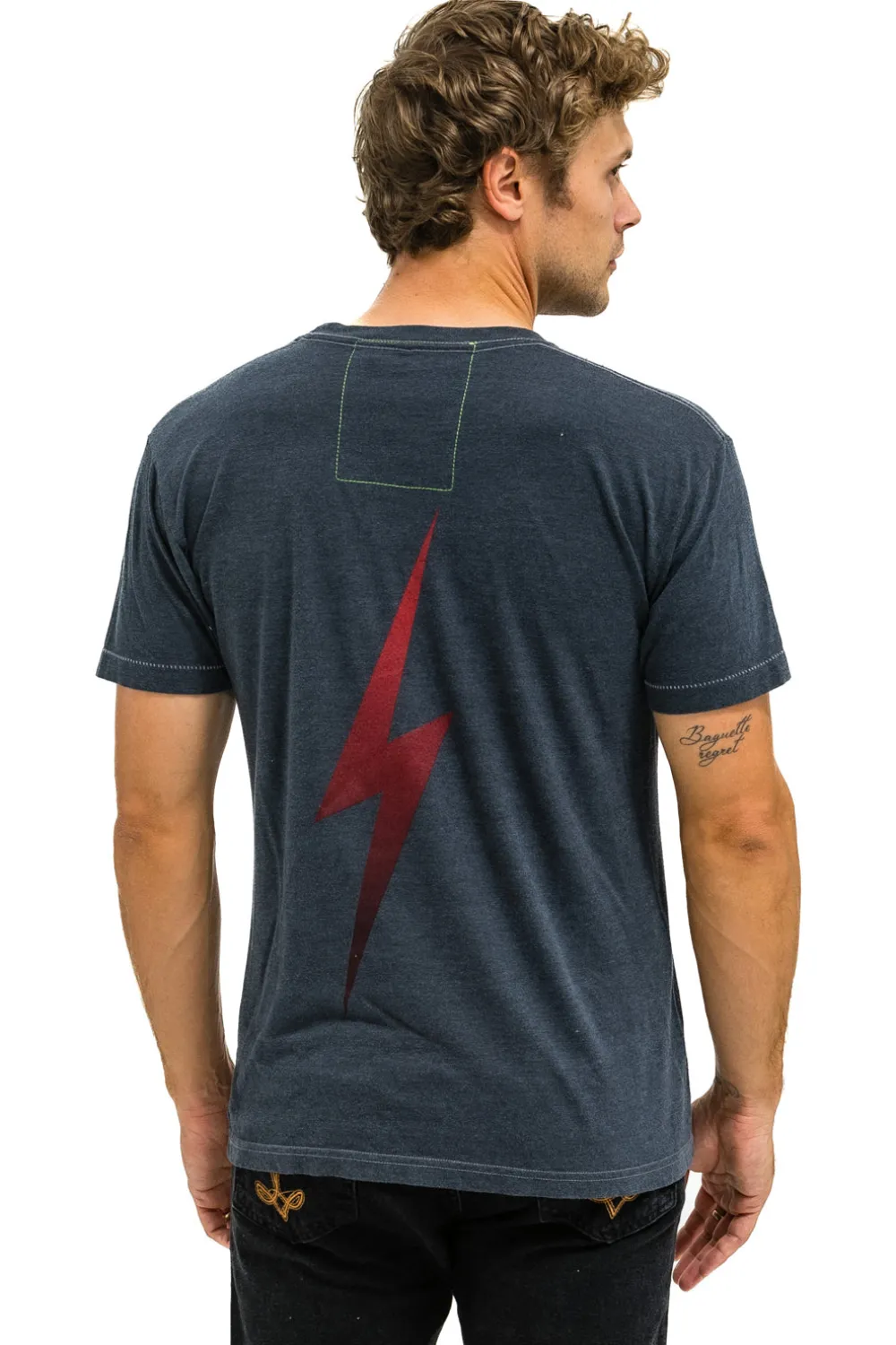 Tees | Collab Merchandise | Aviator Nation UNIVERSITY OF OKLAHOMA BOLT CREW TEE SHIRT - CHARCOAL