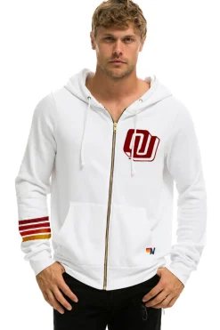 Hoodies | Collab Merchandise | Aviator Nation UNIVERSITY OF OKLAHOMA SOONERS ZIP HOODIE - WHITE
