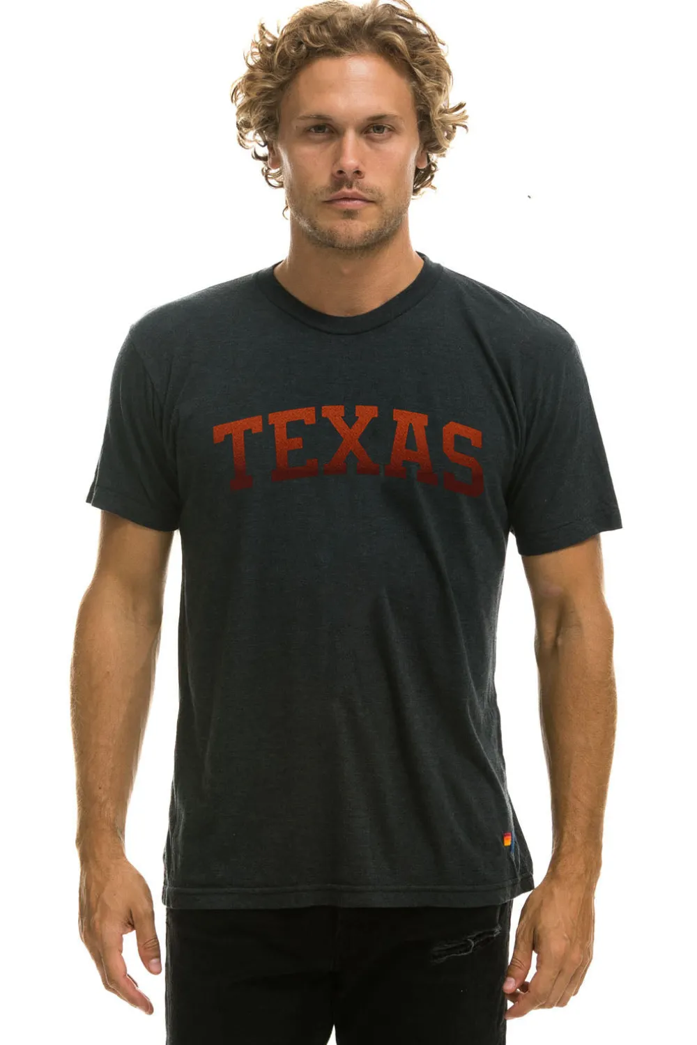 Tees | Collab Merchandise | Aviator Nation UNIVERSITY OF TEXAS BOLT CREW TEE SHIRT - CHARCOAL