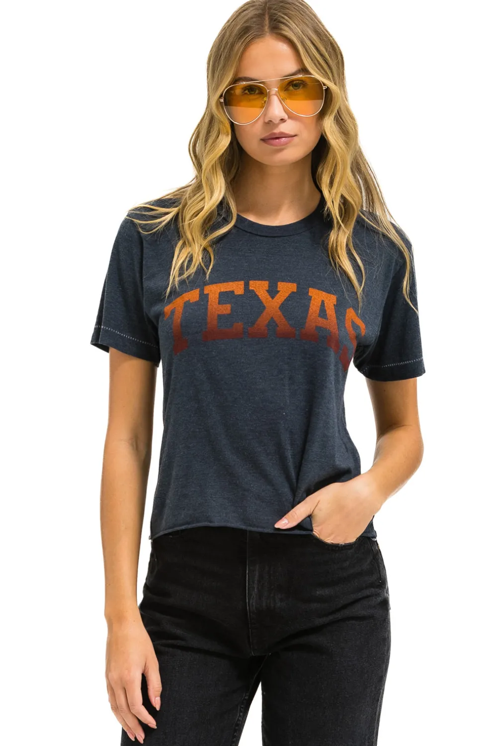 Collab Merchandise | Collab Merchandise | Aviator Nation UNIVERSITY OF TEXAS BOLT BOYFRIEND TEE - CHARCOAL