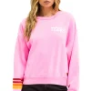 Sweatshirts | Collab Merchandise | Aviator Nation UNIVERSITY OF TEXAS RUGBY STITCH CREW SWEATSHIRT RELAXED - NEON PINK NEONPINK