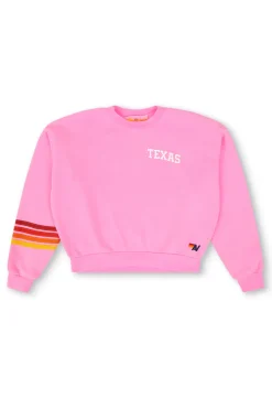 Sweatshirts | Collab Merchandise | Aviator Nation UNIVERSITY OF TEXAS RUGBY STITCH CREW SWEATSHIRT RELAXED - NEON PINK NEONPINK