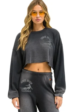 Sweatshirts | Aviator Nation VENICE SURFER CROPPED CREW SWEATSHIRT RELAXED - FADED SMOKE FADEDSMOKE