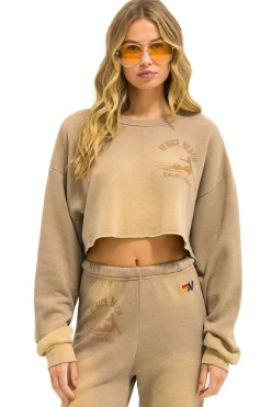 Sweatshirts | Aviator Nation VENICE SURFER CROPPED CREW SWEATSHIRT RELAXED - FADED TAN FADEDTAN