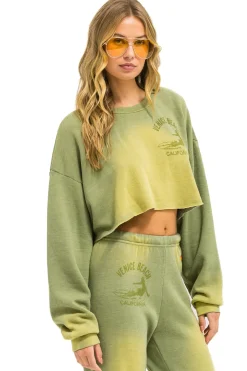 Sweatshirts | Aviator Nation VENICE SURFER CROPPED CREW SWEATSHIRT RELAXED - FADED ARMY FADEDARMY