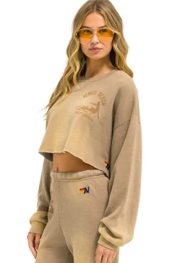 Sweatshirts | Aviator Nation VENICE SURFER CROPPED CREW SWEATSHIRT RELAXED - FADED TAN FADEDTAN