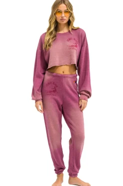 Sweatshirts | Aviator Nation VENICE SURFER CROPPED CREW SWEATSHIRT RELAXED - FADED BERRY FADEDBERRY