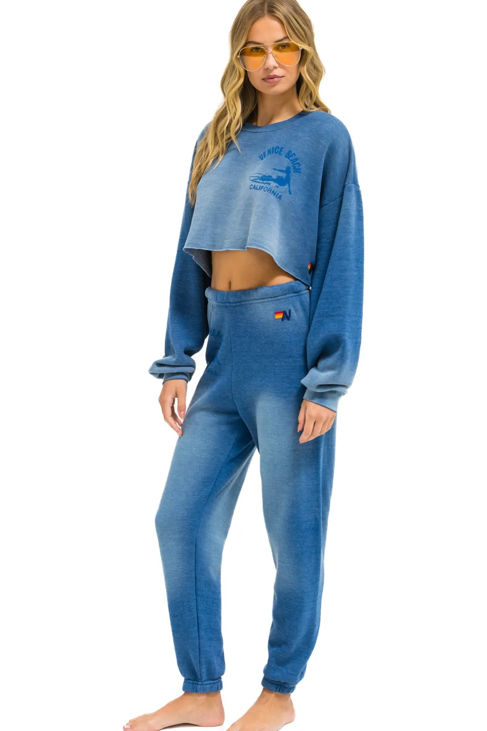 Sweatshirts | Aviator Nation VENICE SURFER CROPPED CREW SWEATSHIRT RELAXED - FADED WATER FADEDWATER