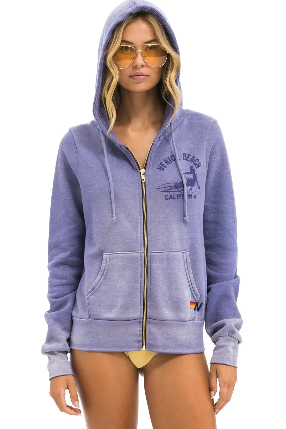 Hoodies | Hoodies | Aviator Nation VENICE SURFER ZIP HOODIE - FADED GRAPE FADEDGRAPE