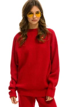 Sweatshirts | Aviator Nation VINTAGE CABIN UNISEX CASHMERE SWEATER - CHERRY