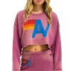 Sweatshirts | Aviator Nation VINTAGE LOGO CROPPED CREW SWEATSHIRT RELAXED - FADED BERRY FADEDBERRY